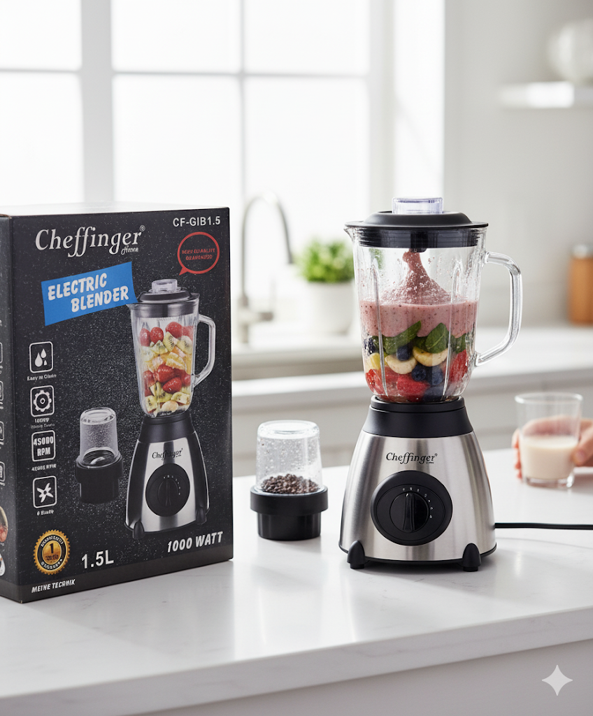 Chefinger CF-GIB1.5: 2-in-1-Mixer aus Edelstahl – 1,5 L