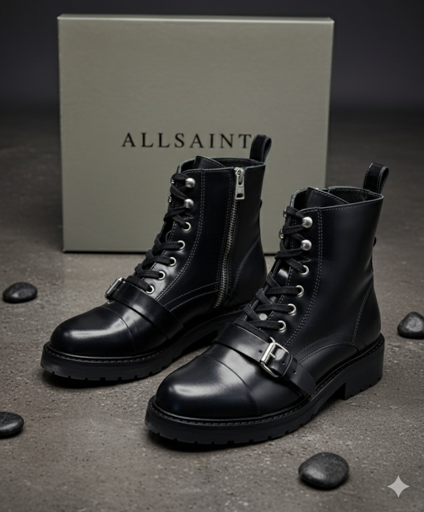 Allsaints Donita Zip Boot, Cow, Farbe Schwarz, Größe 38, Damen