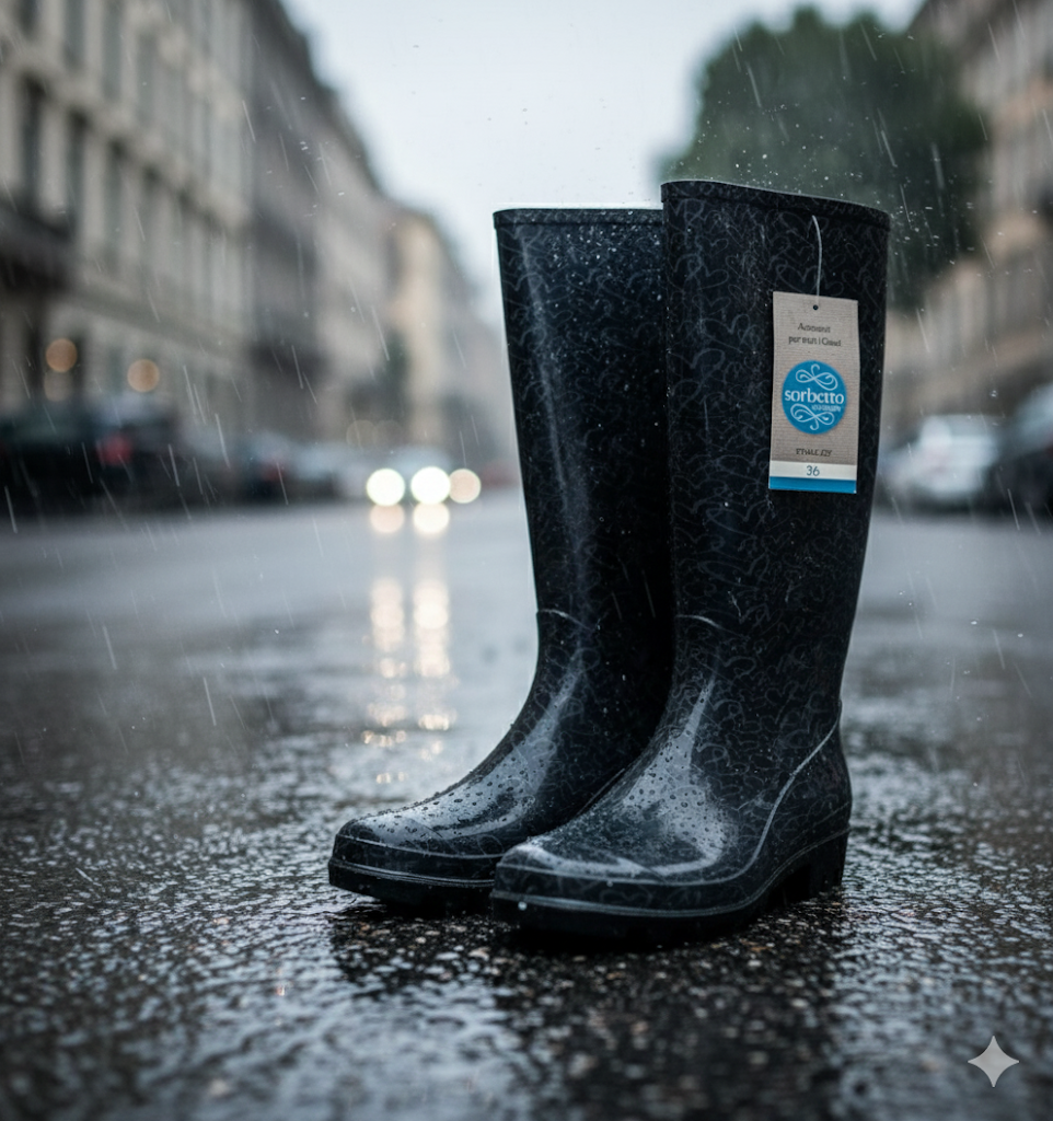 Sorbetto Accessori Gummistiefel, Stivale Joy, Schwarz mit Herzen, Größe 36