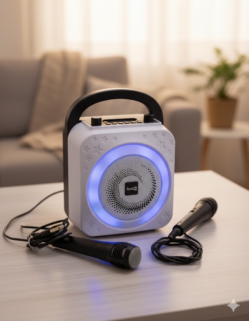 RockJam 10-Watt Rechargeable Bluetooth Karaoke Maschine mit zwei Mikrofonen