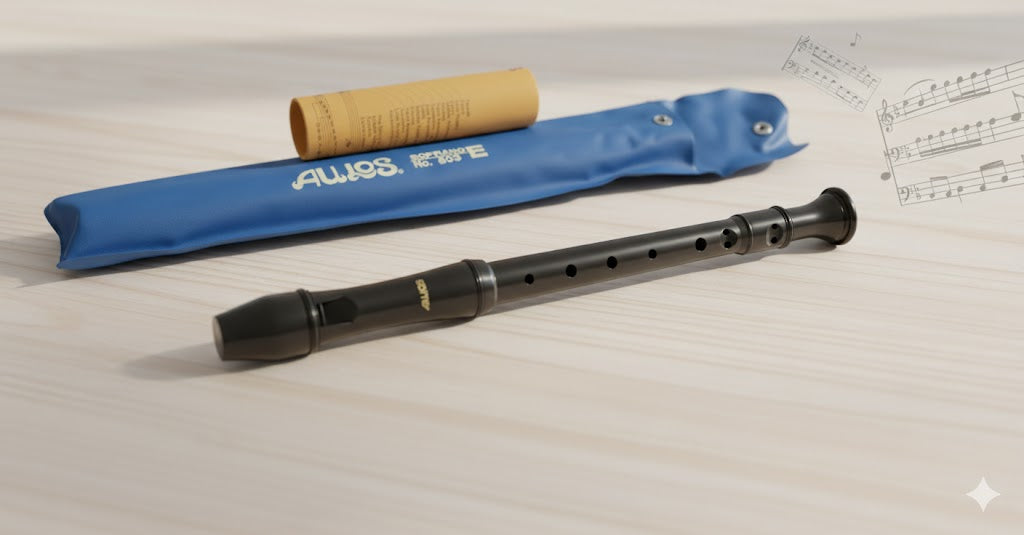 Aulos 803E Sopran Blockflöte Barockgriff Flöte inkl. Etui