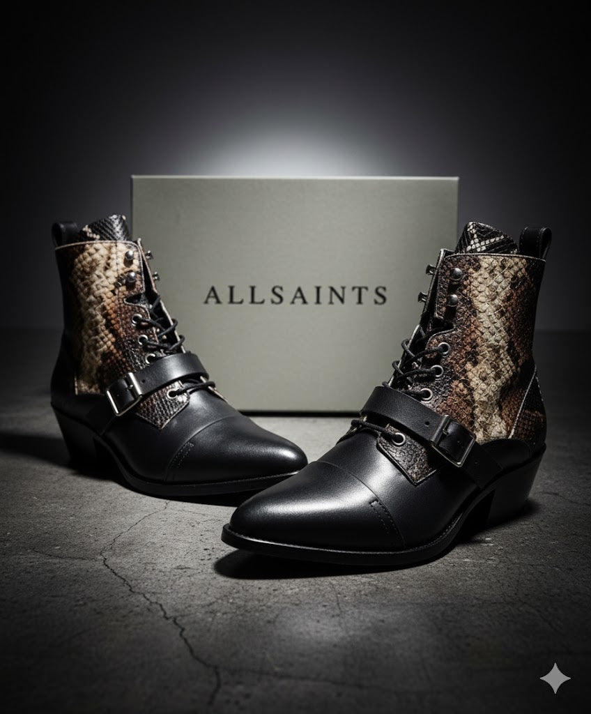 Allsaints Katy - Lace Up Bot Goat LEA, Damen, Größe 38, B-Ware