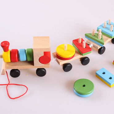 Holzzug, dreiteiliger Traktor, Spielzeug, Kinder Intelligenz Puzzle Spielzeug, Lernspielzeug