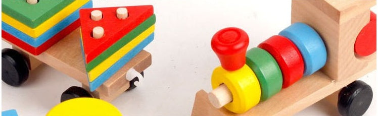 Holzzug, dreiteiliger Traktor, Spielzeug, Kinder Intelligenz Puzzle Spielzeug, Lernspielzeug