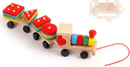 Holzzug, dreiteiliger Traktor, Spielzeug, Kinder Intelligenz Puzzle Spielzeug, Lernspielzeug