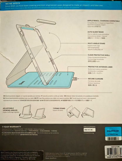 Speck Balance Folio Clear Hülle Apple iPad Pro 11" 2018 Case Blau Transparent A7