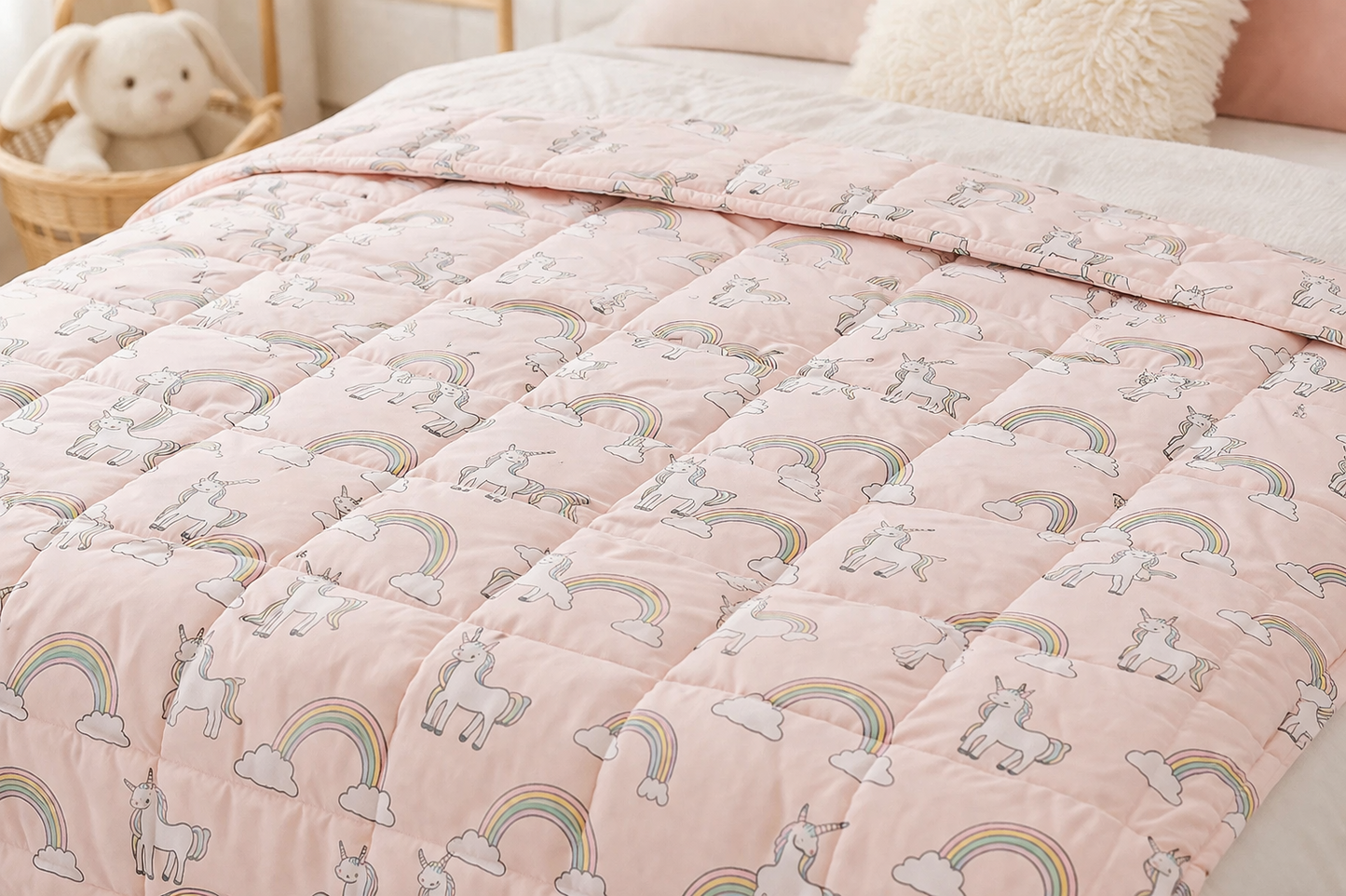Amazon Basics Gewichtsdecke 4,54kg Rosa Einhorn 104x152 cm