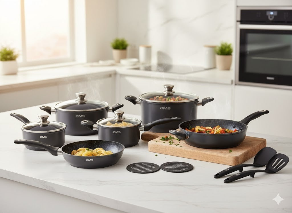 DMS TSM4015BL 15 teiliges Premium Marbel Topfset