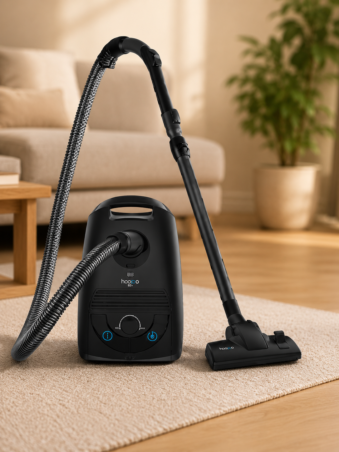hoogo B3+ Staubsauger mit Beutel 850W HEPA Filter 11m leise 3L Beutel HO-A31
