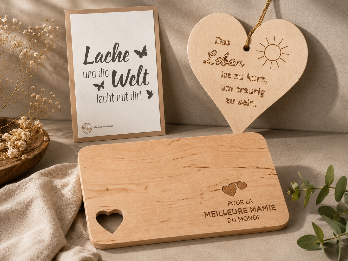 Spruchreif Frühstücksbrett Holz mit Gravur Brotbrett Geschenk Oma Opa Familie B5