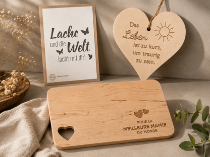 Spruchreif Frühstücksbrett Holz mit Gravur Brotbrett Geschenk Oma Opa Familie B5