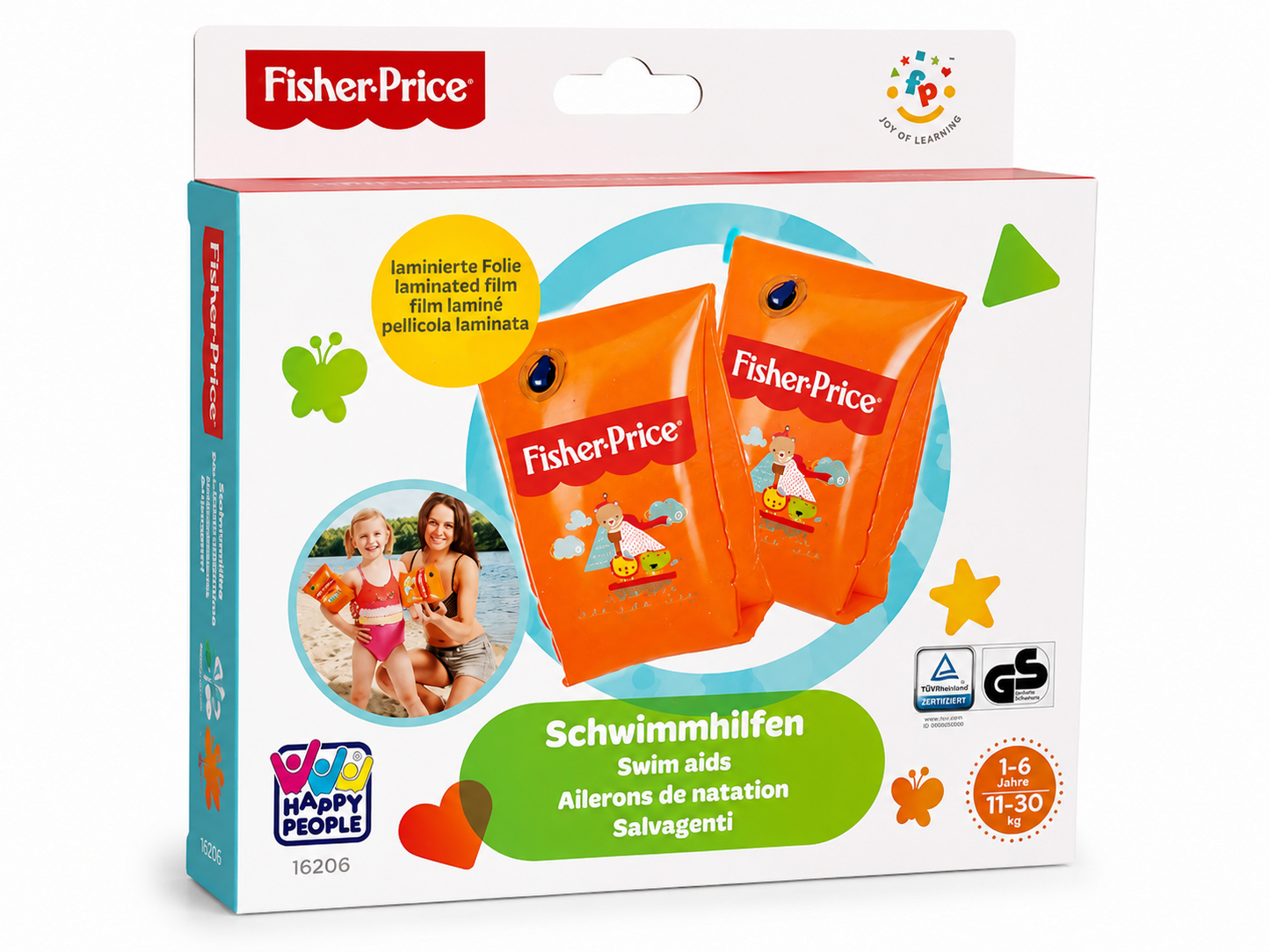 Fisher-Price Schwimmflügel Kinder 1–6 Jahre Orange Schwimmhilfe Wasserflügel D4