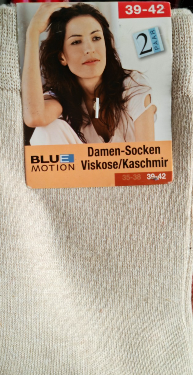 Blue Motion Damen Socken 2 Paar Beige Gr. 39-42 Viskose Kaschmir weich