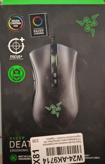 Razer DeathAdder V2 Gaming Maus 20000 DPI RGB Optical USB Ergonomisch Schwarz A6