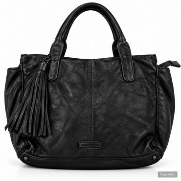 Desiderius Caladia Damen Ledertasche Schwarz Echtleder Shopper Schultertasche H2