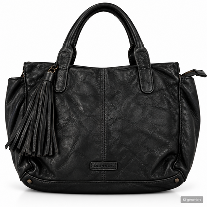 Desiderius Caladia Damen Ledertasche Schwarz Echtleder Shopper Schultertasche H2