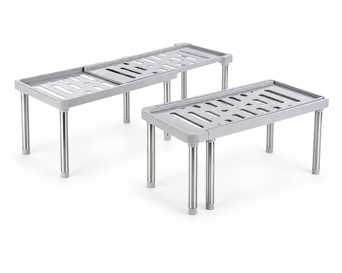 Teleskopregal Ausziehbar 2er Set Küche Bad Schrank Regal Organizer Grau E3