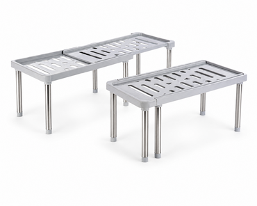 Teleskopregal Ausziehbar 2er Set Küche Bad Schrank Regal Organizer Grau E3