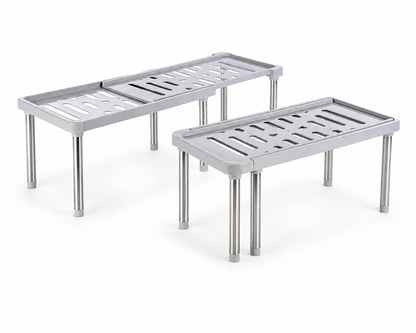 Teleskopregal Ausziehbar 2er Set Küche Bad Schrank Regal Organizer Grau E3