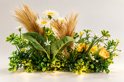 TEWA LED Blumengesteck beleuchtet Kunstblumen Tischdeko Pampasgras Rosen E7