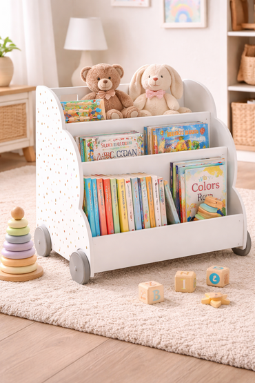 Kinder Bücherregal Weiß Spielzeug Organizer 60cm