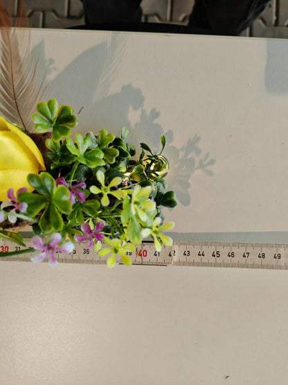 TEWA LED Tischgesteck 42 cm Frühlingsdeko Tulpen Vogel Kunstblumen D10