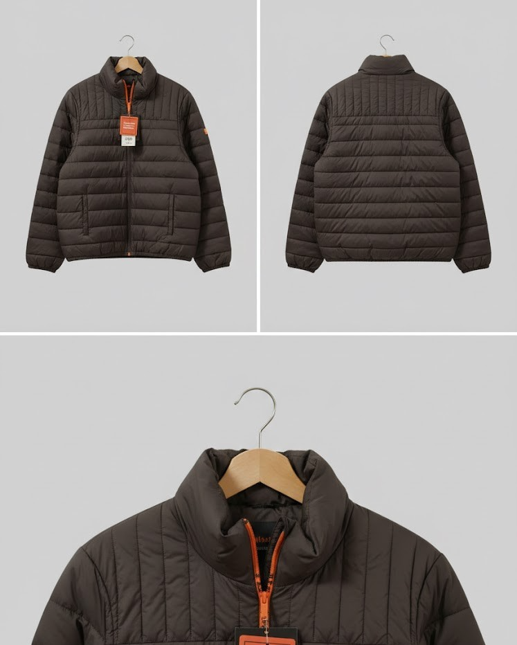 Strandfein Menswear Steppjacke Grau mit abnehmbarer Mütze Herren Jacke