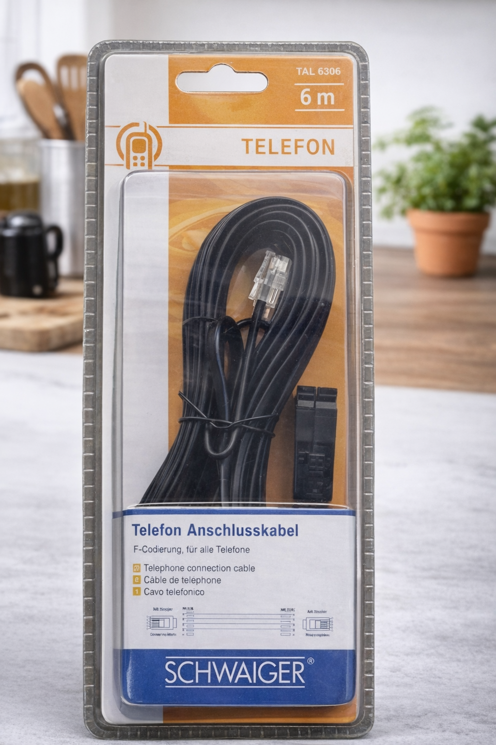 Schwaiger TAL6306 Telefon Anschlusskabel 6m Telefonkabel