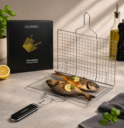 Gourmeo Fisch Grillkorb Edelstahl BBQ Grillkorb Fischhalter Gemüse Fleisch B3