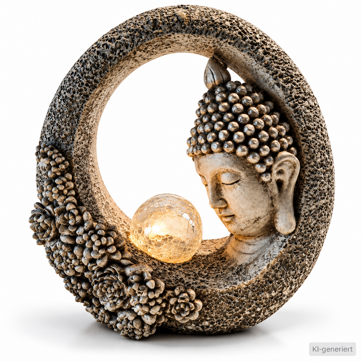 Solar Buddha Gartenfigur 38 cm LED Solarleuchte Deko Buddhakopf Casa HA18