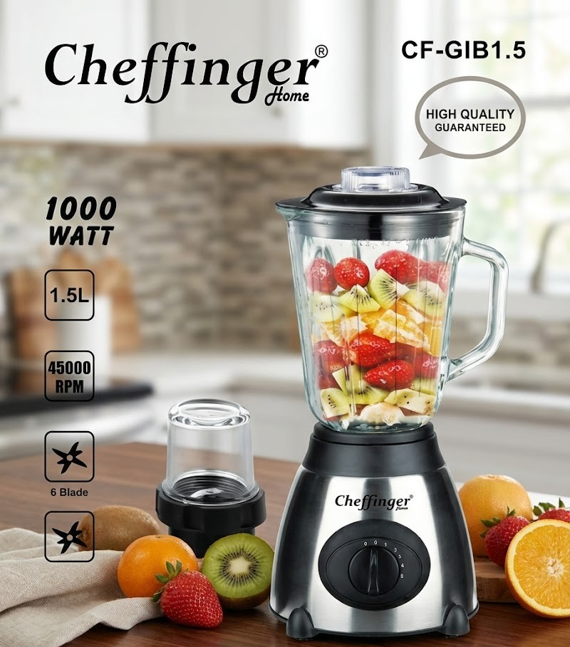 Cheffinger CF-GIB1.5 2-in-1 Mixer Edelstahl 1,5 L Küchenmixer