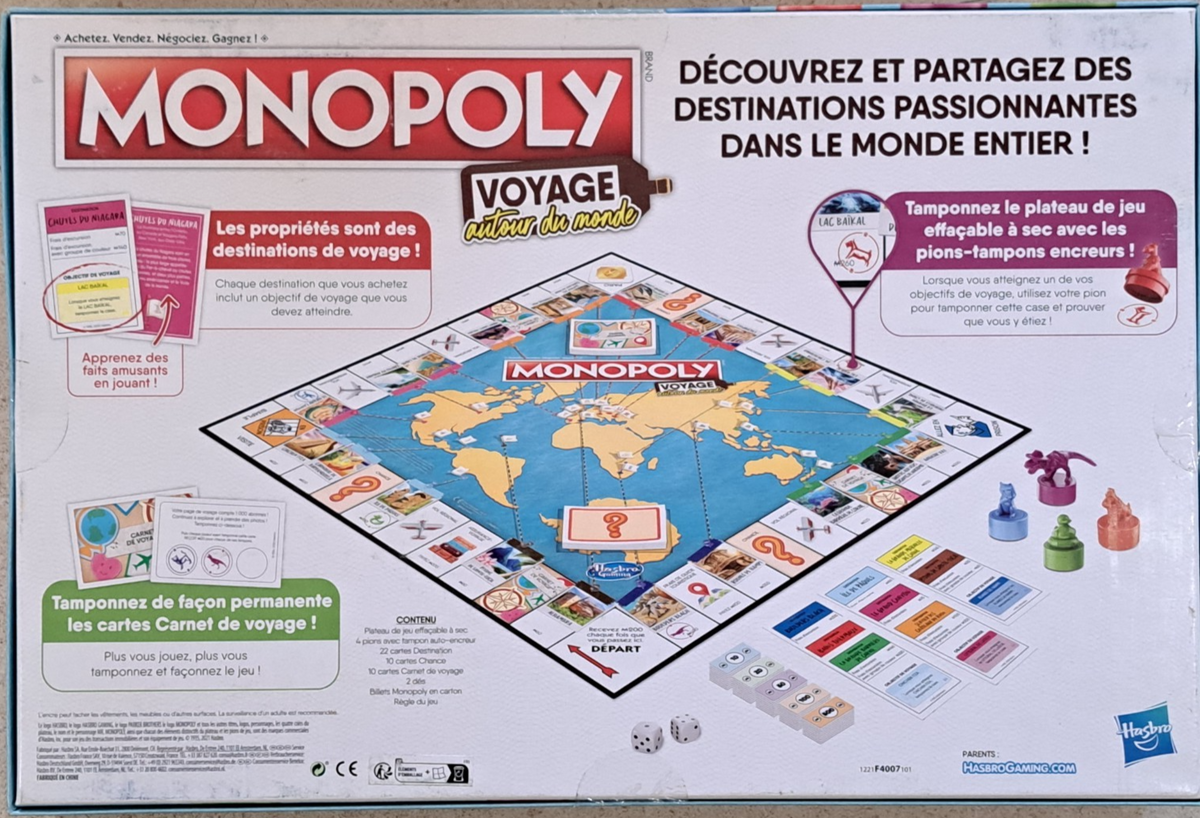 Hasbro Monopoly Voyage autour du monde Französisch Weltreise Brettspiel F4007 D6