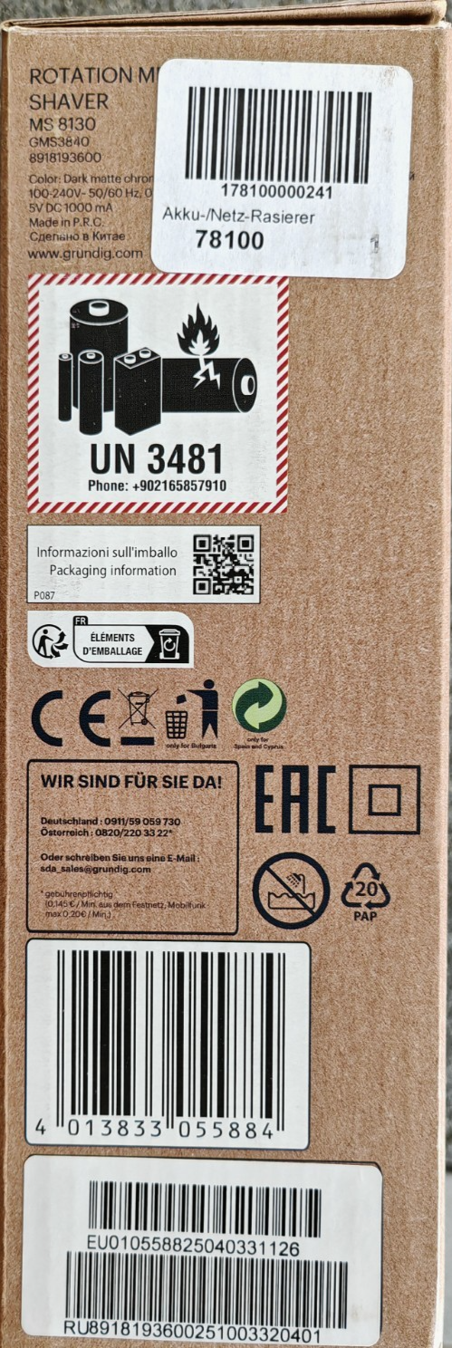 GRUNDIG Herrenrasierer MS 8130 ProClub, BeardCare Sensor, Wet & Dry, Titanium C2
