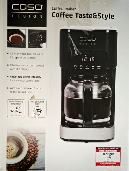 Caso 1846 Filterkaffeemaschine Glaskanne 12 Tassen Timer Aromawahl 1000W C03