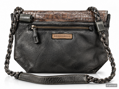 Desiderius Arpi Damen Ledertasche Dark Olive Rindsleder Schultertasche Nieten H3