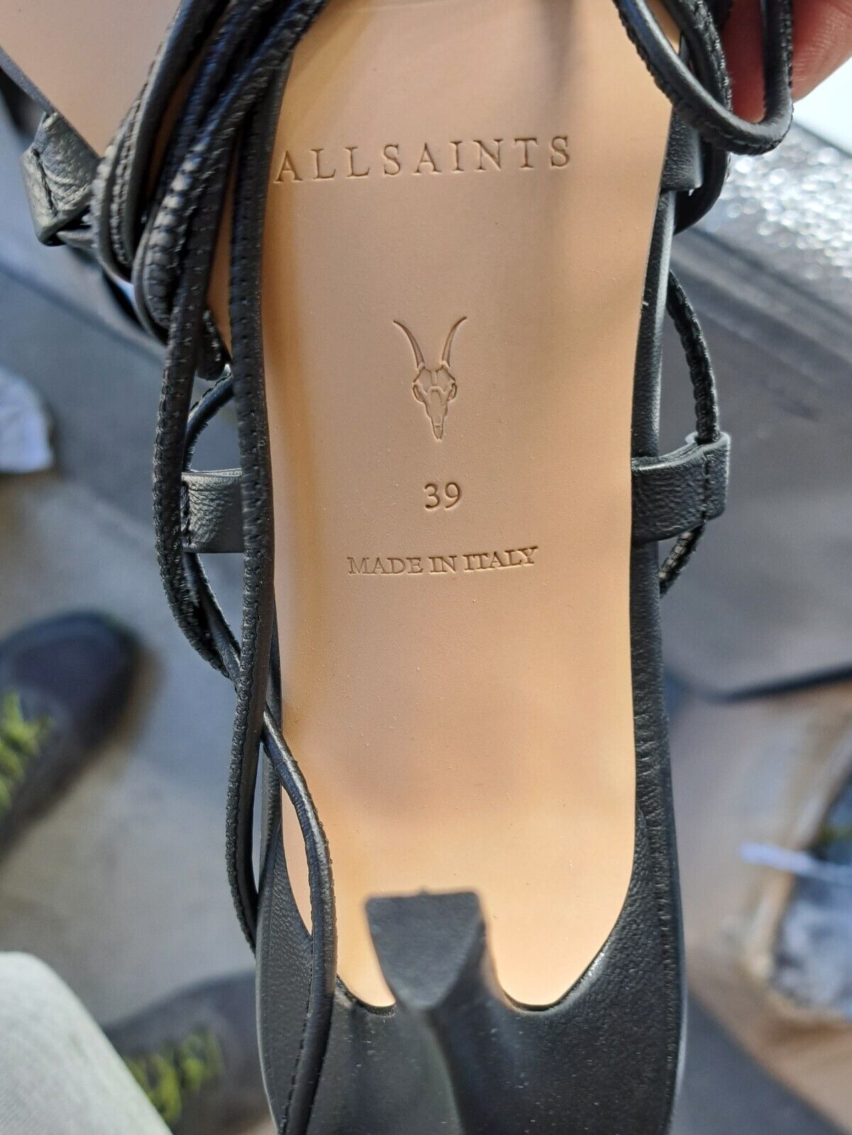 Allsaints Alice - Strappy - Goat Leather, Damenschuhe, Schwarz, Größe 39