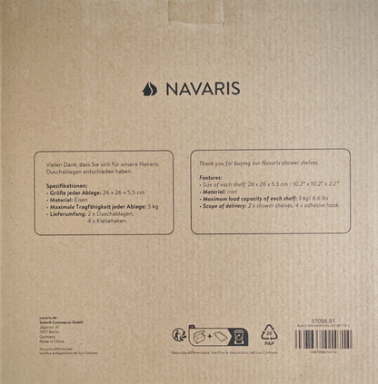 Navaris Duschablage 2er Set ohne Bohren Eckregal Badregal Metall Schwarz E-06