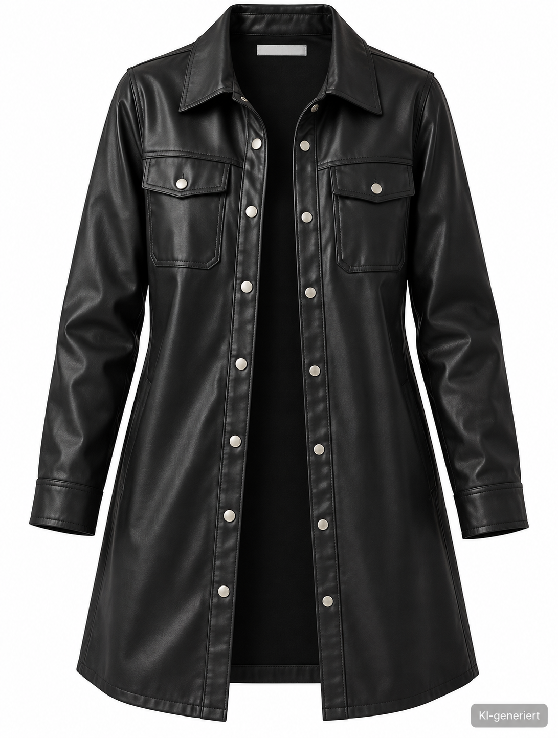 ICONIC Marina Hoermanseder Damen Jacke Gr. 40 Schwarz Lederoptik Longjacke D3