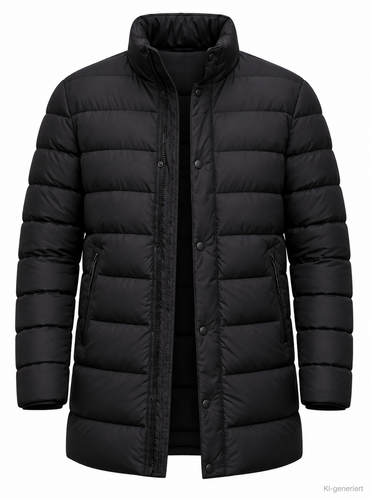 STRANDFEIN Menswear Herren Steppjacke Gr. 52 Schwarz Stehkragen Winterjacke