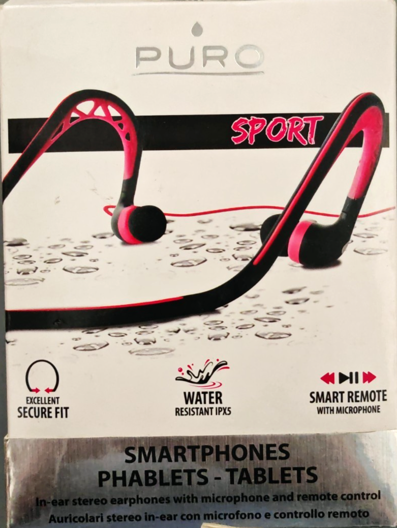 PURO In-Ear Stereo Kopfhörer Fuchsia Wasserabweisend Earphones Headset Sport A8
