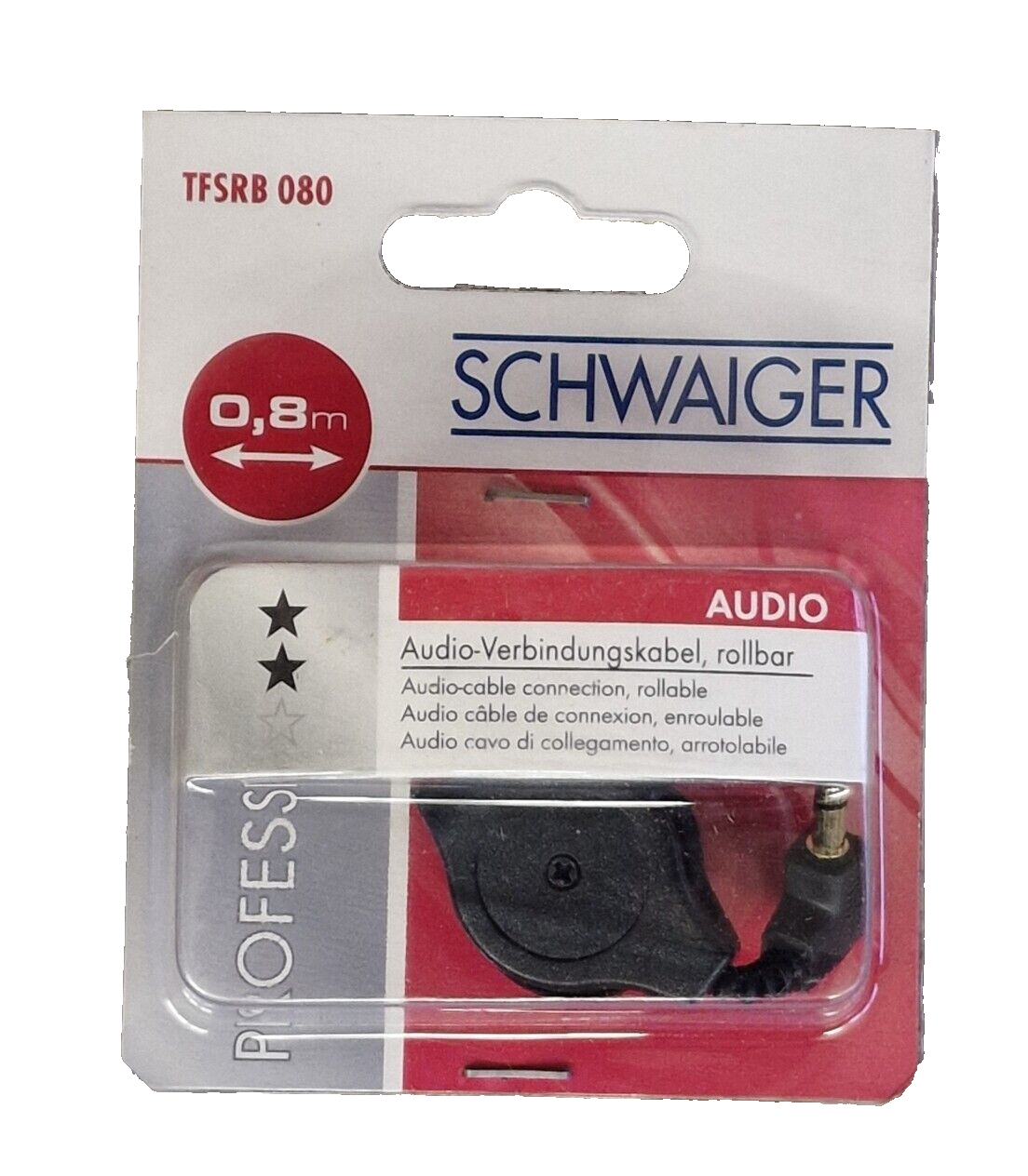 Schwaiger TFSRB080 Audio Kabel rollbar 0,8m AUX Stereo Verbindung