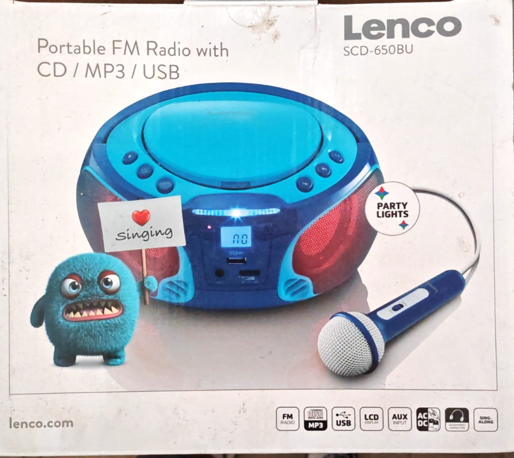 Lenco SCD-650BU CD Player Radio Kinder Boombox USB Mikrofon Tragbar 6W o.K A6