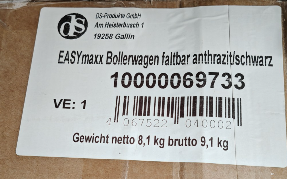 EASYmaxx Bollerwagen faltbar Anthrazit Schwarz Handwagen Transportwagen 80kg H32