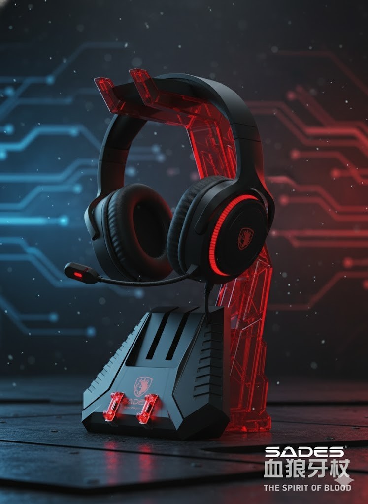 Sades Staff of Blood Red Gaming Headset Earphone Stand Holder
