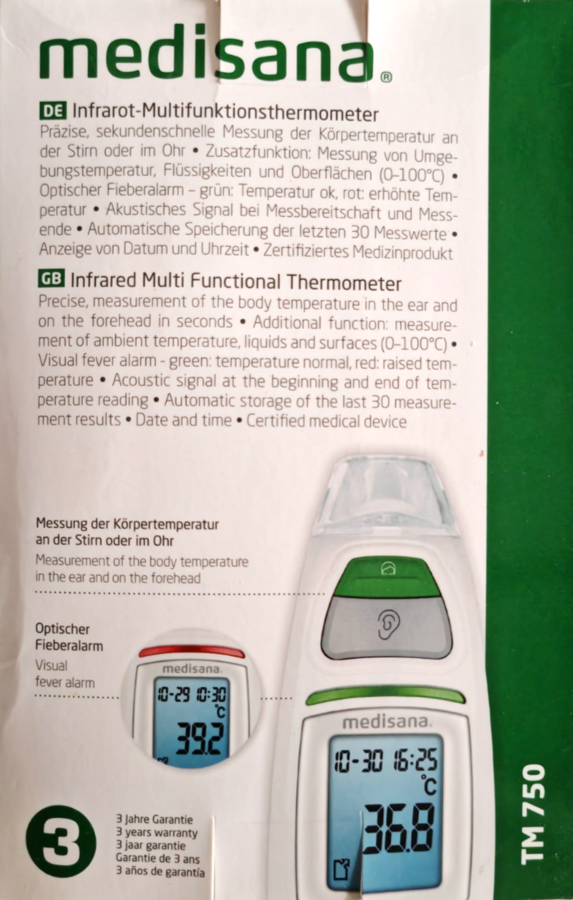 Medisana Infrarot Multifunktions Thermometer TM750 Fieberthermometer C1