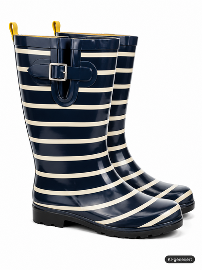 Insel Hauptstadt Damen Gummistiefel Gr. 40 Blau Weiß Gestreift Regenstiefel G2