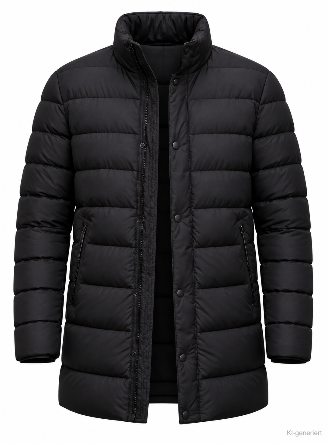 STRANDFEIN Menswear Herren Steppjacke Gr. 56 Schwarz Stehkragen Winterjacke