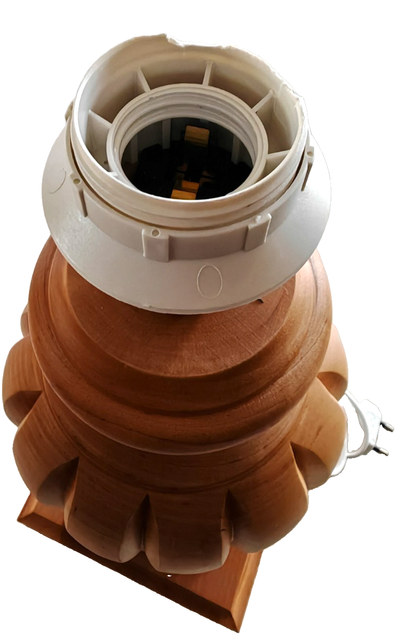 LA IL Tischlampe Frassino Holz Natur Opaco Schirm Beige 04 363 HA36