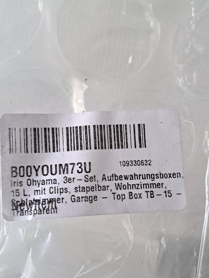 Iris Ohyama Kunststoff-Aufbewahrungsboxen mit Deckel, 15L, 3er-Set