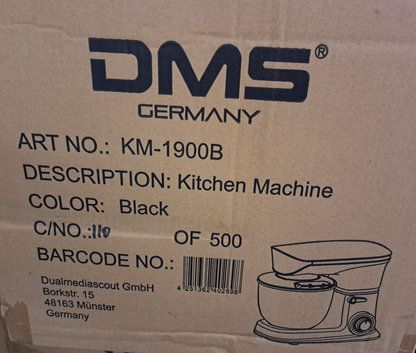 Küchenmaschine Rührmaschine Knetmaschine Teigkneter Schwarz 6L 1900 W DMS